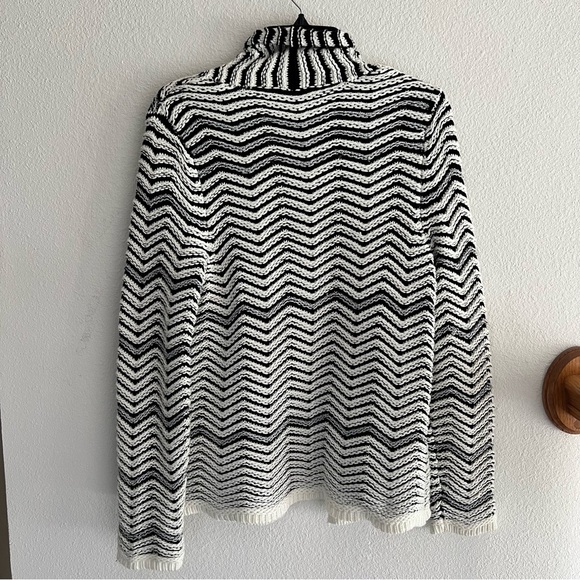 Chicos Geometric Metallic Open Front Knit Cardigan Size Medium - Picture 2 of 7